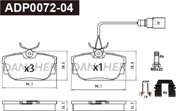 Danaher ADP0072-04 - Brake Pad Set, disc brake car-mod.net