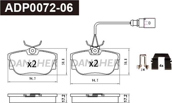 Danaher ADP0072-06 - Brake Pad Set, disc brake car-mod.net