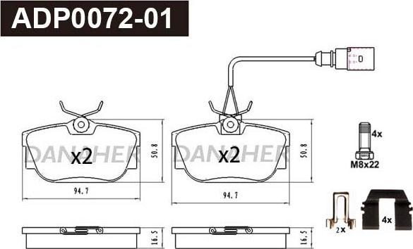Danaher ADP0072-01 - Brake Pad Set, disc brake car-mod.net