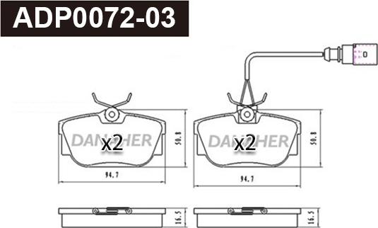 Danaher ADP0072-03 - Brake Pad Set, disc brake car-mod.net