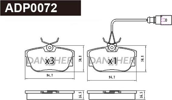 Danaher ADP0072 - Brake Pad Set, disc brake car-mod.net