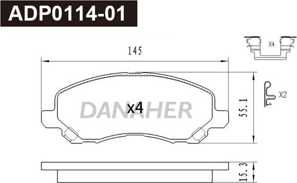 Danaher ADP0114-01 - Brake Pad Set, disc brake car-mod.net
