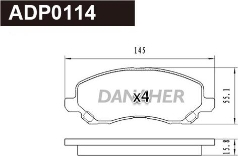Danaher ADP0114 - Brake Pad Set, disc brake car-mod.net
