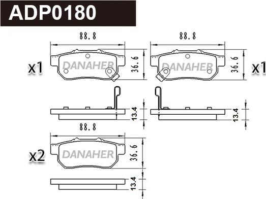 Danaher ADP0180 - Brake Pad Set, disc brake car-mod.net