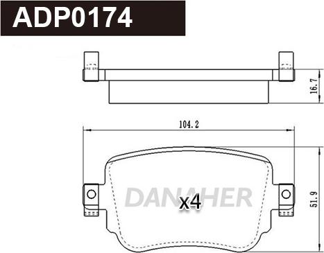 Danaher ADP0174 - Brake Pad Set, disc brake car-mod.net