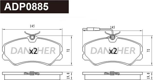 Danaher ADP0885 - Brake Pad Set, disc brake car-mod.net