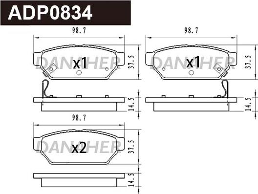 Danaher ADP0834 - Brake Pad Set, disc brake car-mod.net
