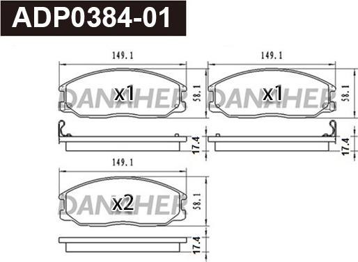 Danaher ADP0384-01 - Brake Pad Set, disc brake car-mod.net