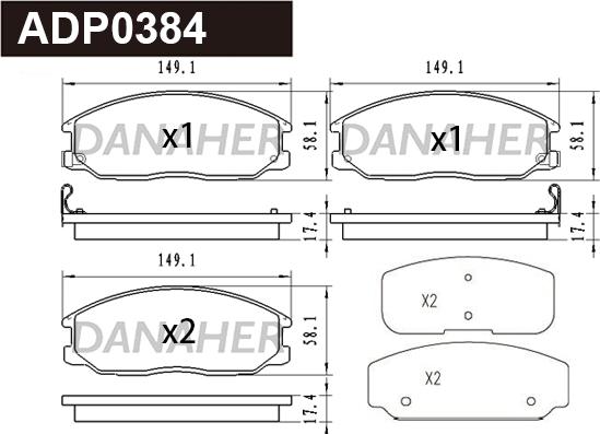 Danaher ADP0384 - Brake Pad Set, disc brake car-mod.net