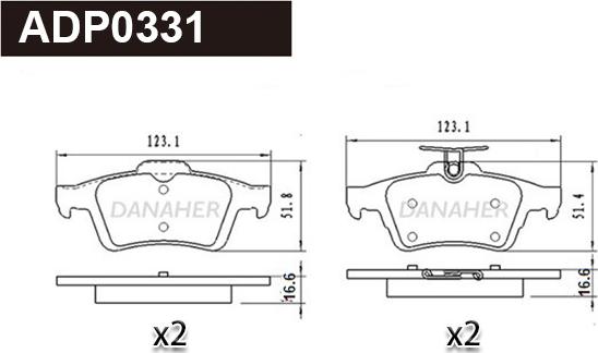 Danaher ADP0331 - Brake Pad Set, disc brake car-mod.net