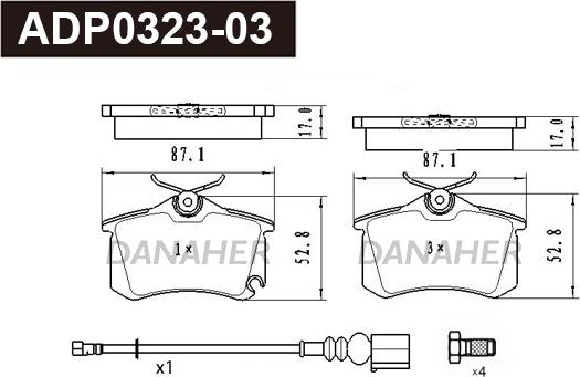 Danaher ADP0323-03 - Brake Pad Set, disc brake car-mod.net