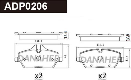 Danaher ADP0206 - Brake Pad Set, disc brake car-mod.net