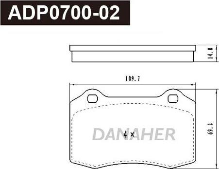 Danaher ADP0700-02 - Brake Pad Set, disc brake car-mod.net