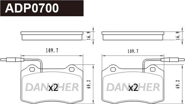 Danaher ADP0700 - Brake Pad Set, disc brake car-mod.net