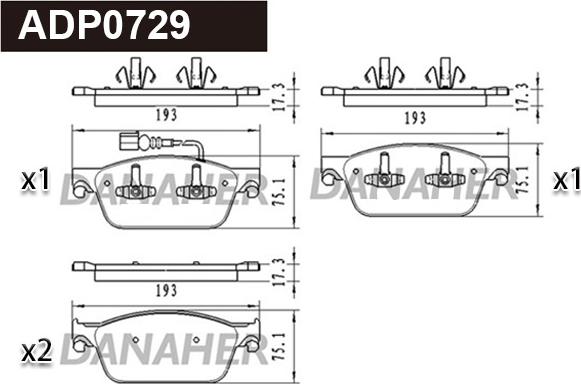 Danaher ADP0729 - Brake Pad Set, disc brake car-mod.net