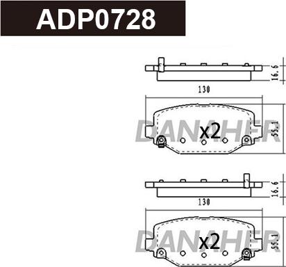 Danaher ADP0728 - Brake Pad Set, disc brake car-mod.net