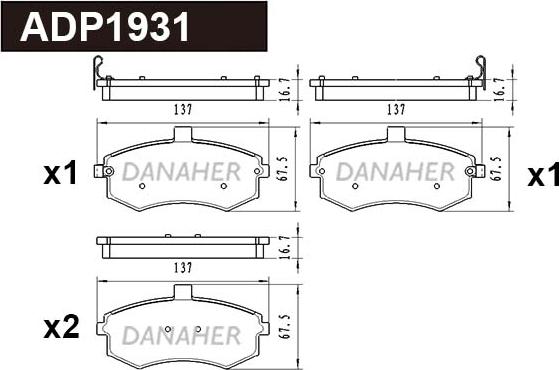 Danaher ADP1931 - Brake Pad Set, disc brake car-mod.net