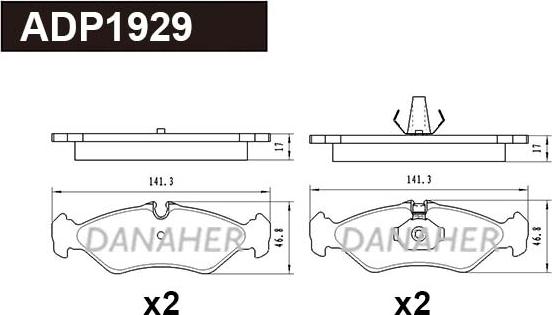 Danaher ADP1929 - Brake Pad Set, disc brake car-mod.net