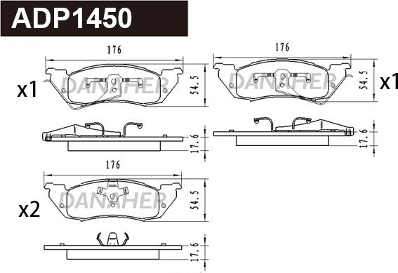 Danaher ADP1450 - Brake Pad Set, disc brake car-mod.net