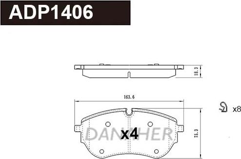 Danaher ADP1406 - Brake Pad Set, disc brake car-mod.net