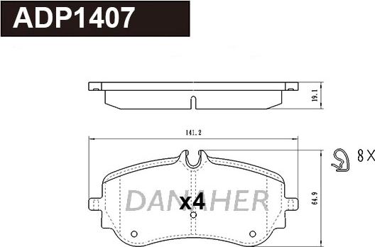 Danaher ADP1407 - Brake Pad Set, disc brake car-mod.net