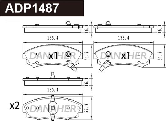 Danaher ADP1487 - Brake Pad Set, disc brake car-mod.net