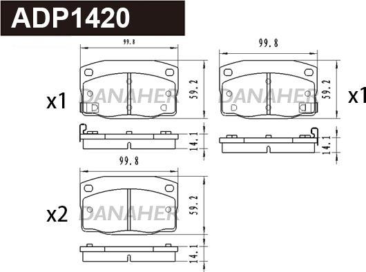 Danaher ADP1420 - Brake Pad Set, disc brake car-mod.net