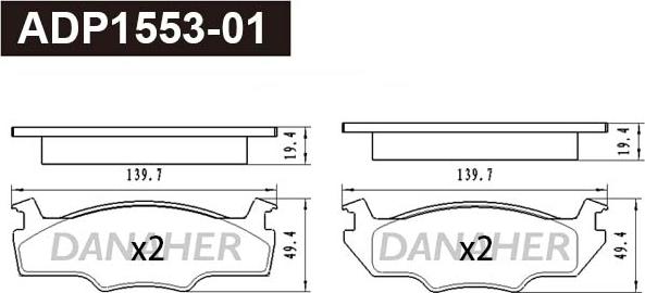 Danaher ADP1553-01 - Brake Pad Set, disc brake car-mod.net