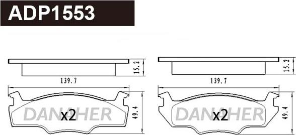Danaher ADP1553 - Brake Pad Set, disc brake car-mod.net
