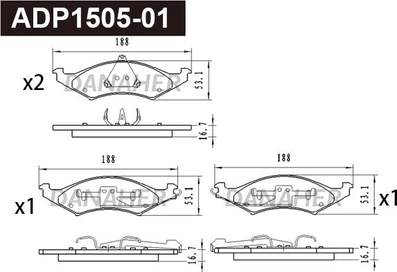Danaher ADP1505-01 - Brake Pad Set, disc brake car-mod.net
