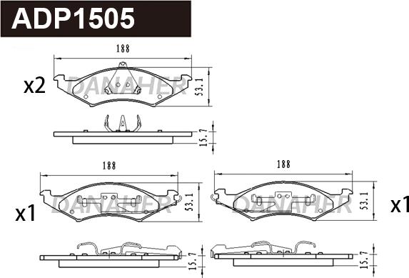 Danaher ADP1505 - Brake Pad Set, disc brake car-mod.net