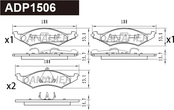Danaher ADP1506 - Brake Pad Set, disc brake car-mod.net