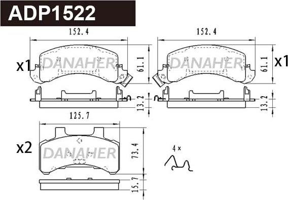 Danaher ADP1522 - Brake Pad Set, disc brake car-mod.net
