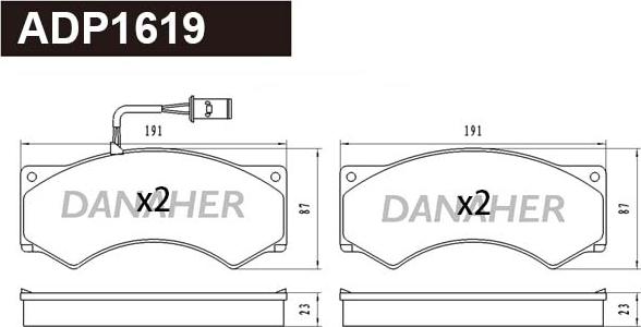 Danaher ADP1619 - Brake Pad Set, disc brake car-mod.net