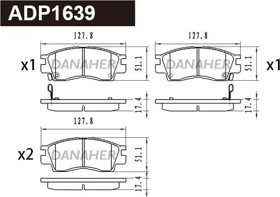 Danaher ADP1639 - Brake Pad Set, disc brake car-mod.net