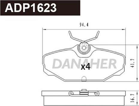 Danaher ADP1623 - Brake Pad Set, disc brake car-mod.net