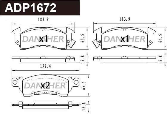 Danaher ADP1672 - Brake Pad Set, disc brake car-mod.net