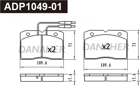 Danaher ADP1049-01 - Brake Pad Set, disc brake car-mod.net