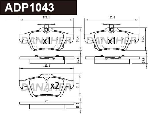 Danaher ADP1043 - Brake Pad Set, disc brake car-mod.net