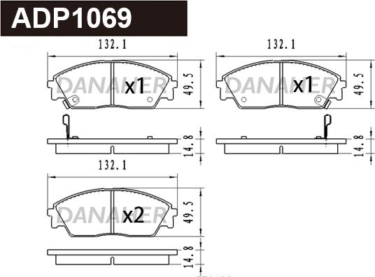 Danaher ADP1069 - Brake Pad Set, disc brake car-mod.net