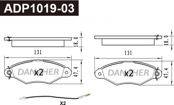 Danaher ADP1019-03 - Brake Pad Set, disc brake car-mod.net