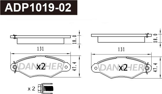 Danaher ADP1019-02 - Brake Pad Set, disc brake car-mod.net