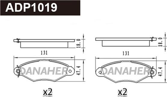 Danaher ADP1019 - Brake Pad Set, disc brake car-mod.net