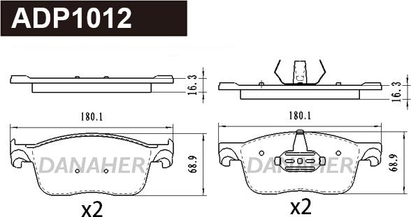 Danaher ADP1012 - Brake Pad Set, disc brake car-mod.net
