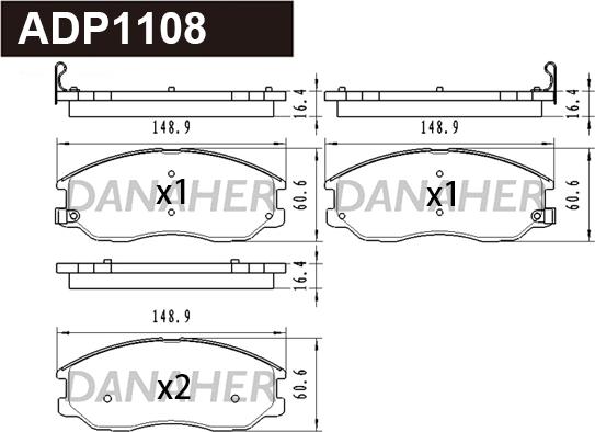Danaher ADP1108 - Brake Pad Set, disc brake car-mod.net
