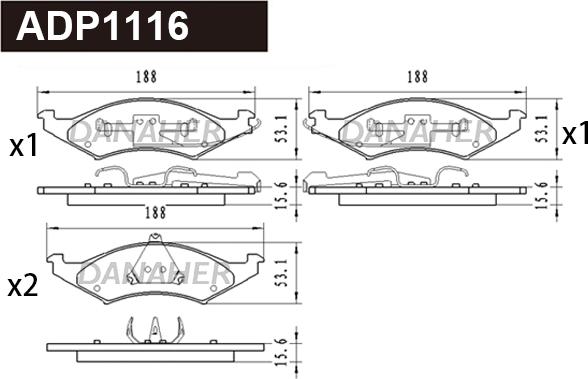 Danaher ADP1116 - Brake Pad Set, disc brake car-mod.net