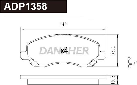 Danaher ADP1358 - Brake Pad Set, disc brake car-mod.net