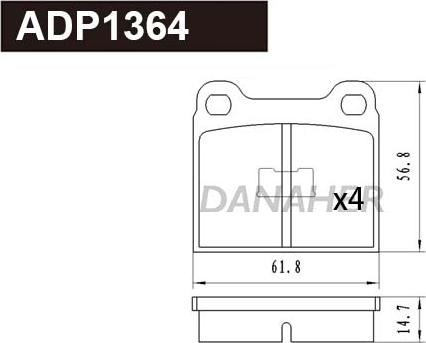 Danaher ADP1364 - Brake Pad Set, disc brake car-mod.net