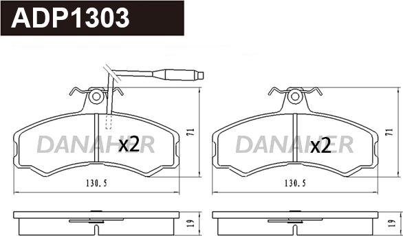 Danaher ADP1303 - Brake Pad Set, disc brake car-mod.net