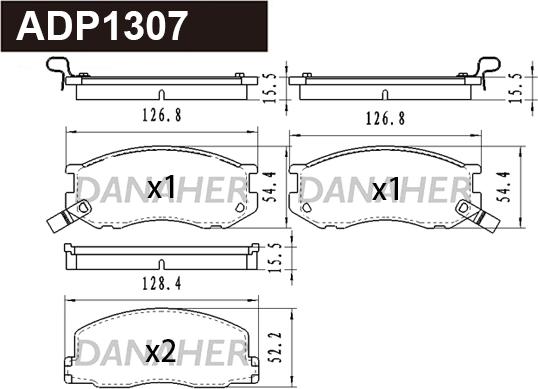 Danaher ADP1307 - Brake Pad Set, disc brake car-mod.net